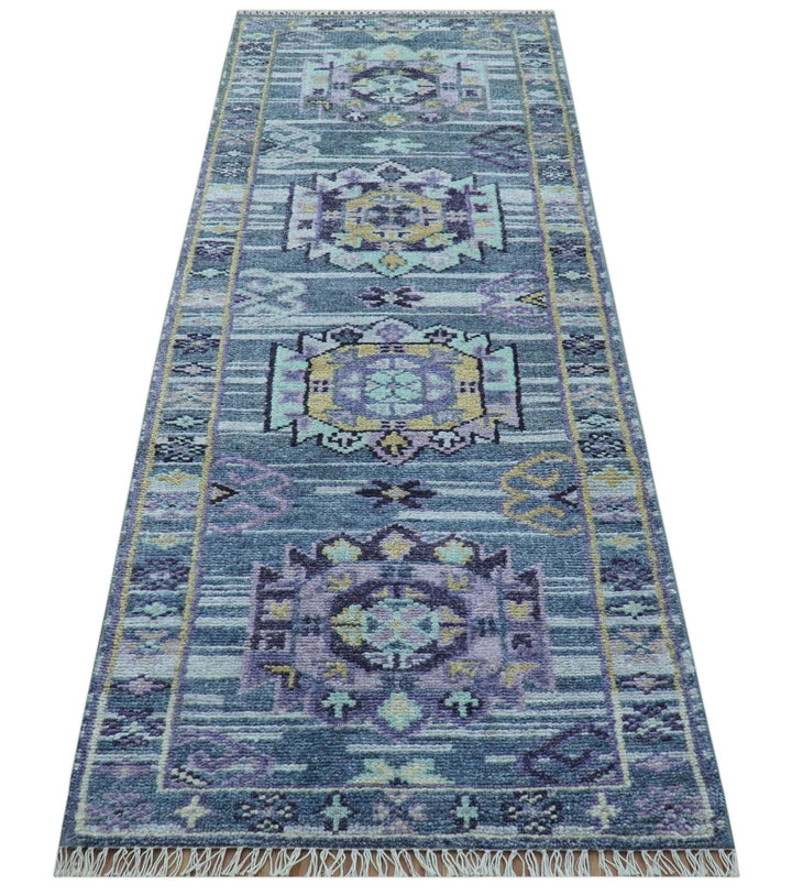 Hand knotted 2.6x8 Gray Traditional Transitional Design Wool Area Rug - The Rug Decor
