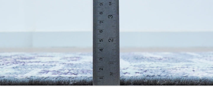 Hand knotted 2.6x8 Purple transitional geometrical Design Wool Area Rug - The Rug Decor