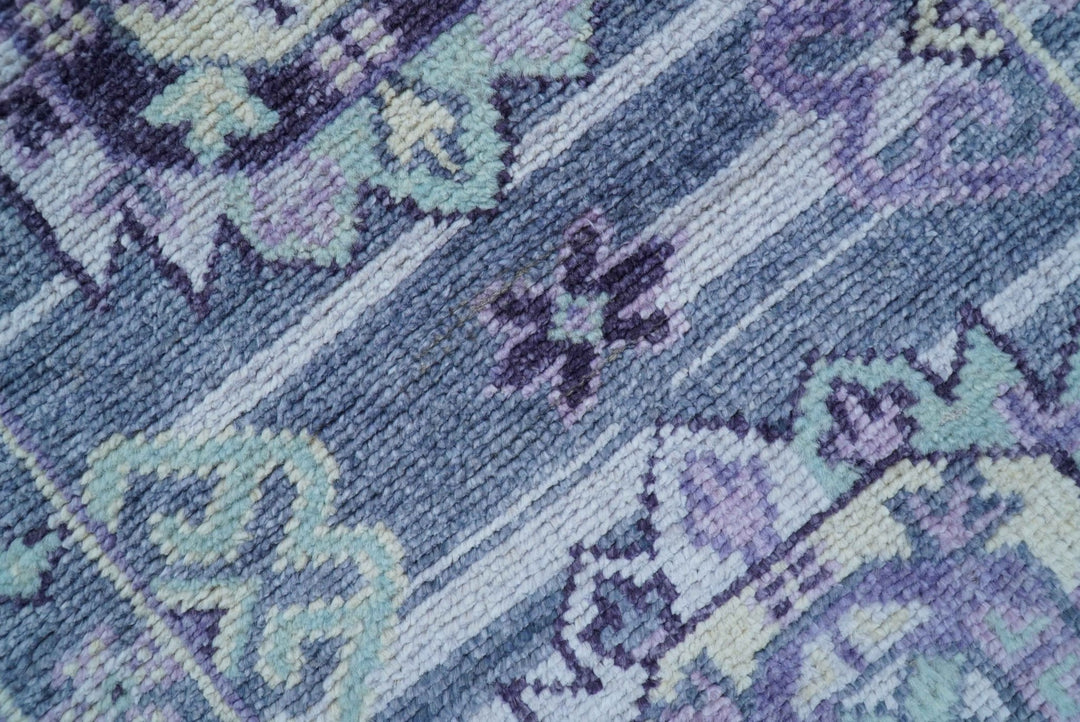 Hand knotted 2.6x8 Purple transitional geometrical Design Wool Area Rug - The Rug Decor