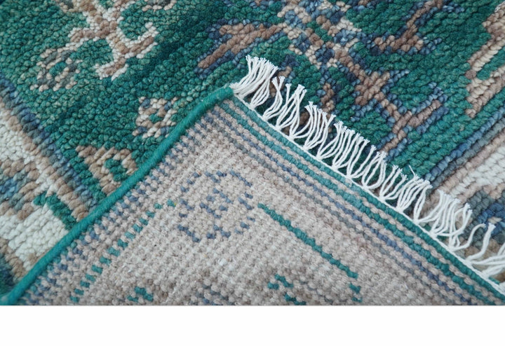 Hand knotted 2.6x8 Teal Traditional Khotan Design Wool Area Rug - The Rug Decor