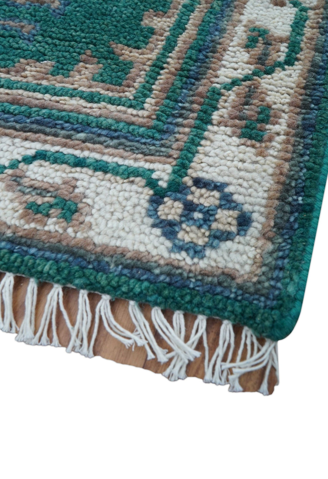 Hand knotted 2.6x8 Teal Traditional Khotan Design Wool Area Rug - The Rug Decor