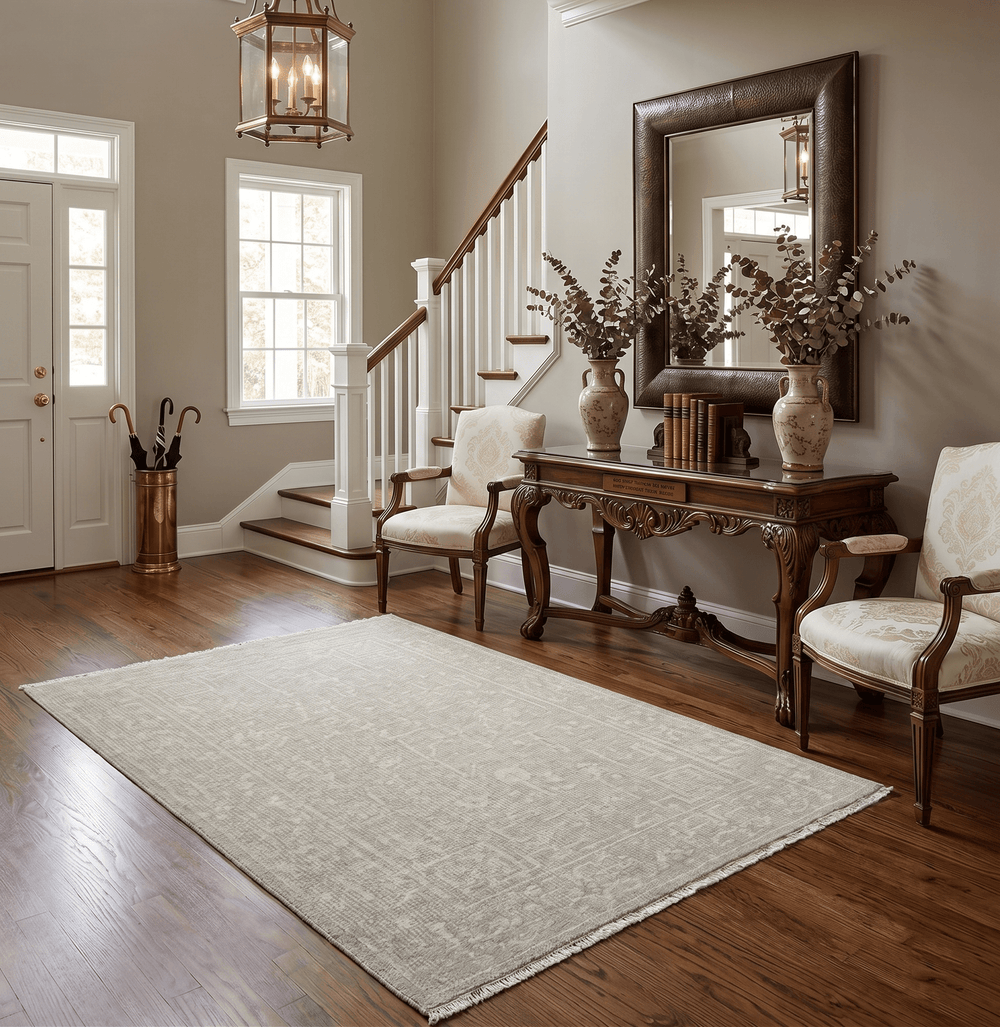 Hand Knotted 2x3 Beige and Ivory Traditional Persian Oushak Wool Rug - The Rug Decor
