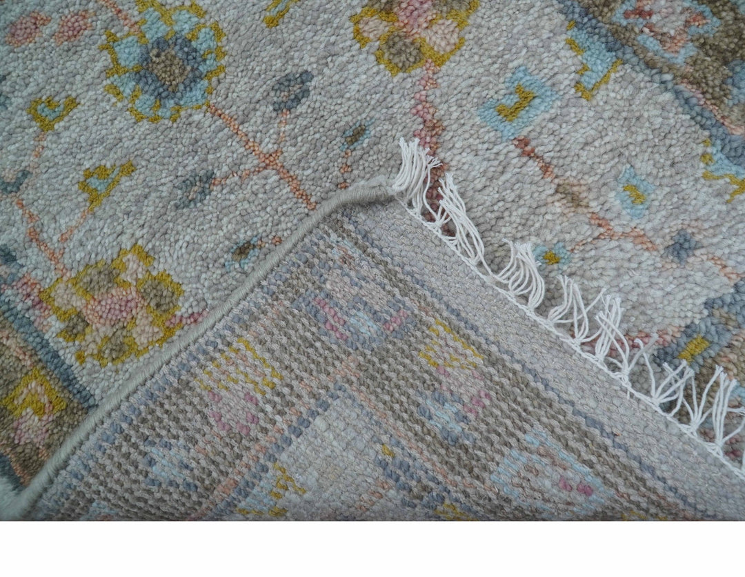 Hand Knotted 2x3 Oushak Design Gray And Green Wool Rug - The Rug Decor