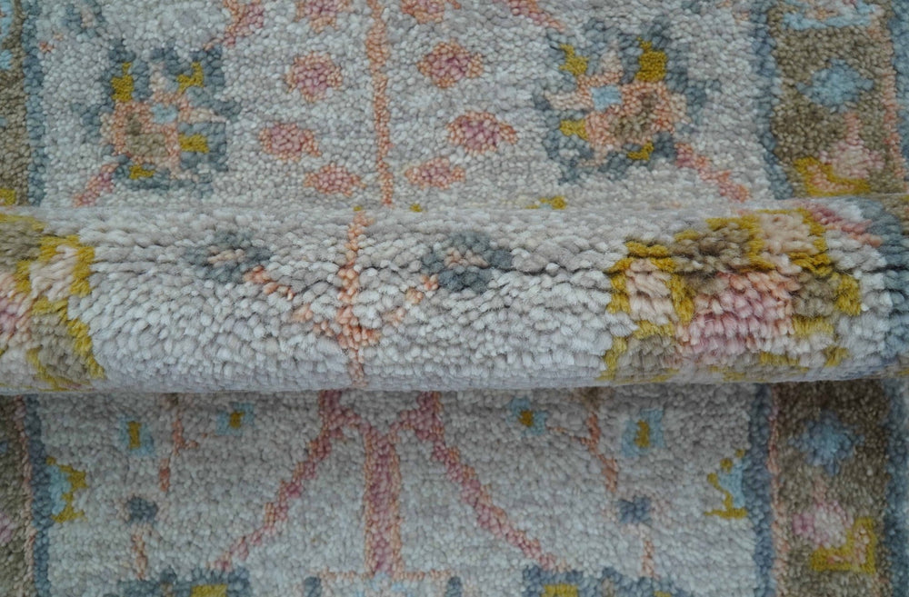 Hand Knotted 2x3 Oushak Design Gray And Green Wool Rug - The Rug Decor