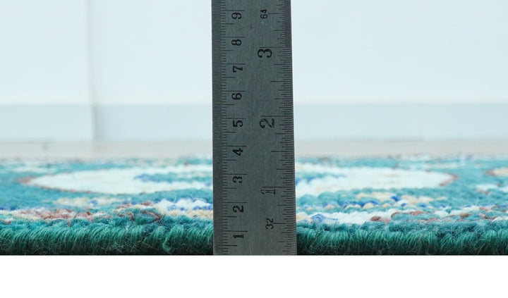 Hand knotted 2x3 Teal Traditional Khotan Design Wool Area Rug - The Rug Decor