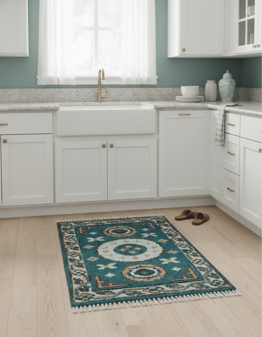 Hand knotted 2x3 Teal Traditional Khotan Design Wool Area Rug - The Rug Decor