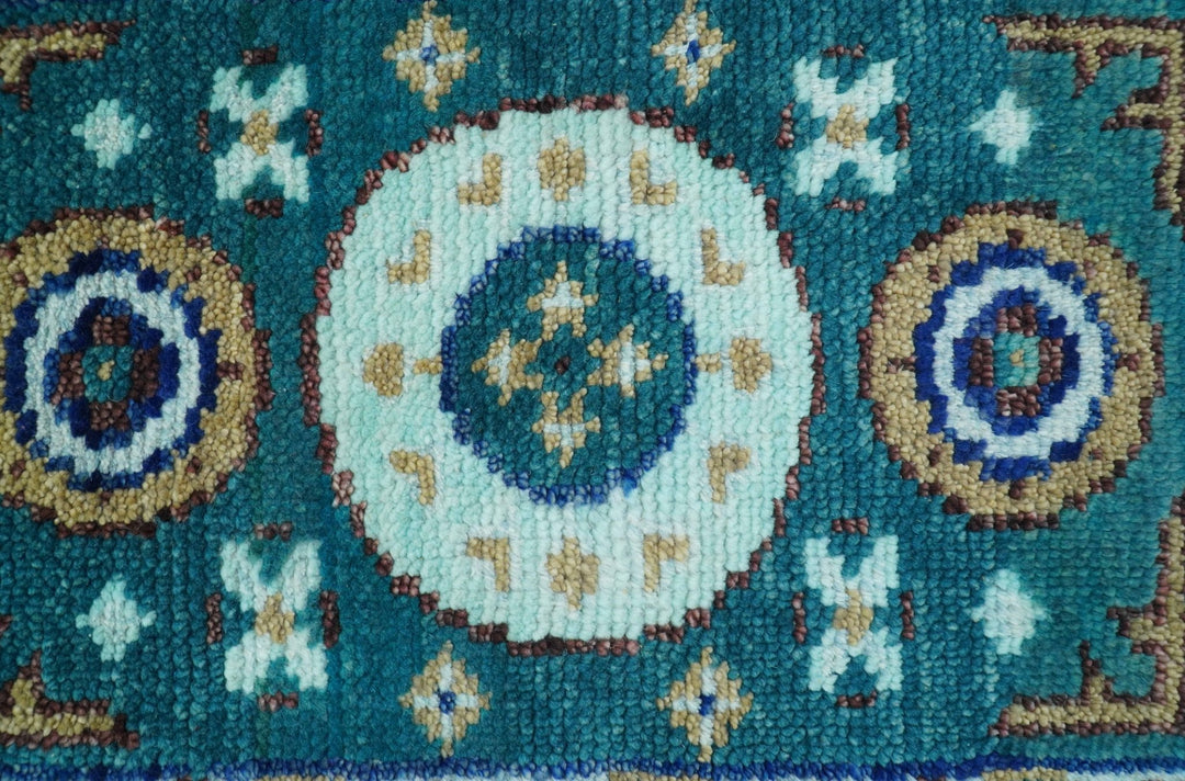 Hand knotted 2x3 Teal Traditional Khotan Design Wool Area Rug - The Rug Decor