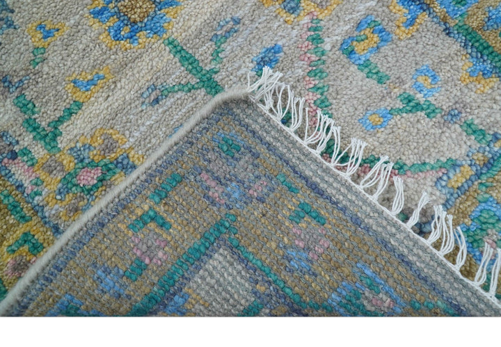 Hand Knotted 2x3 Traditional Design Gray And Green Wool Area Rug - The Rug Decor