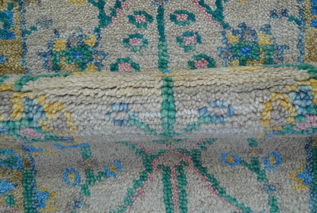 Hand Knotted 2x3 Traditional Design Gray And Green Wool Area Rug - The Rug Decor