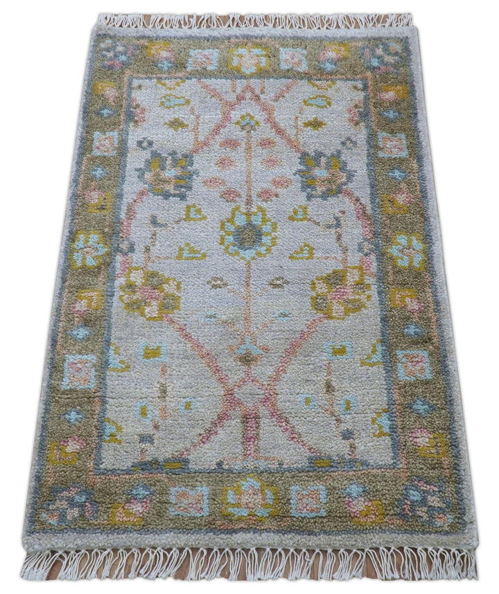 Hand Knotted 2x3 Traditional Style Gray And Brown Wool Rug - The Rug Decor