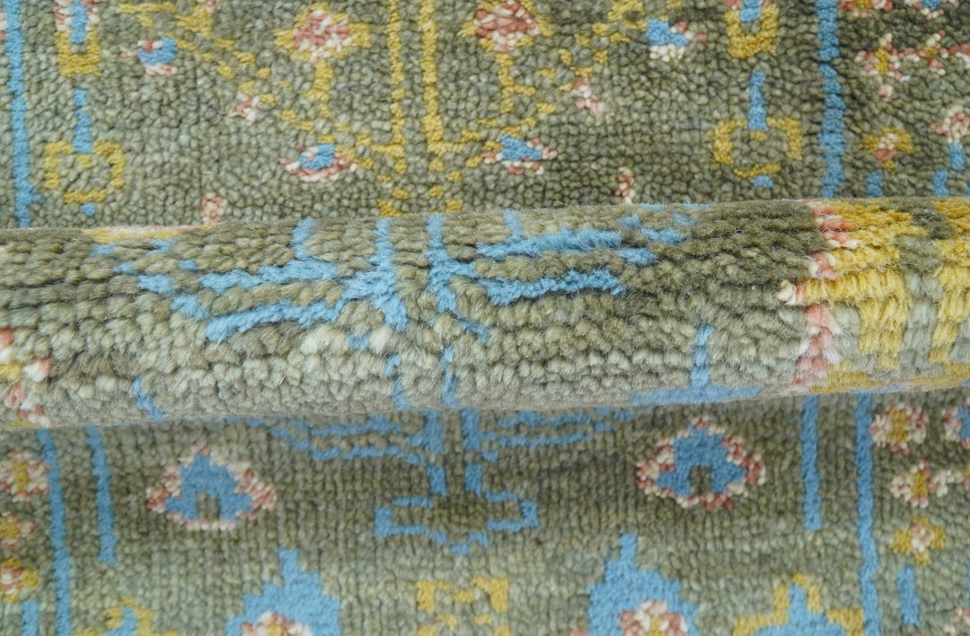 Hand Knotted 2x3 Traditional Tree of life Olive Wool Area Rug - The Rug Decor
