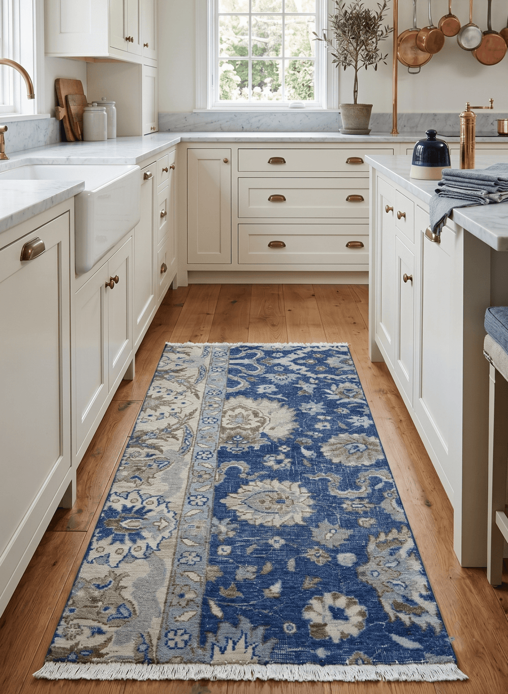 Hand Knotted 2x4 Blue and Beige Traditional Oxidized Textured Persian Wool Rug - The Rug Decor
