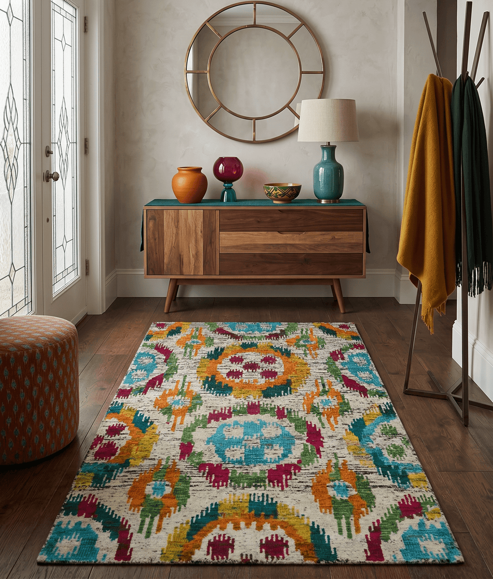Hand Knotted 4.5x6.5 Multicolor Persian Recycled Silk Area Rug - The Rug Decor