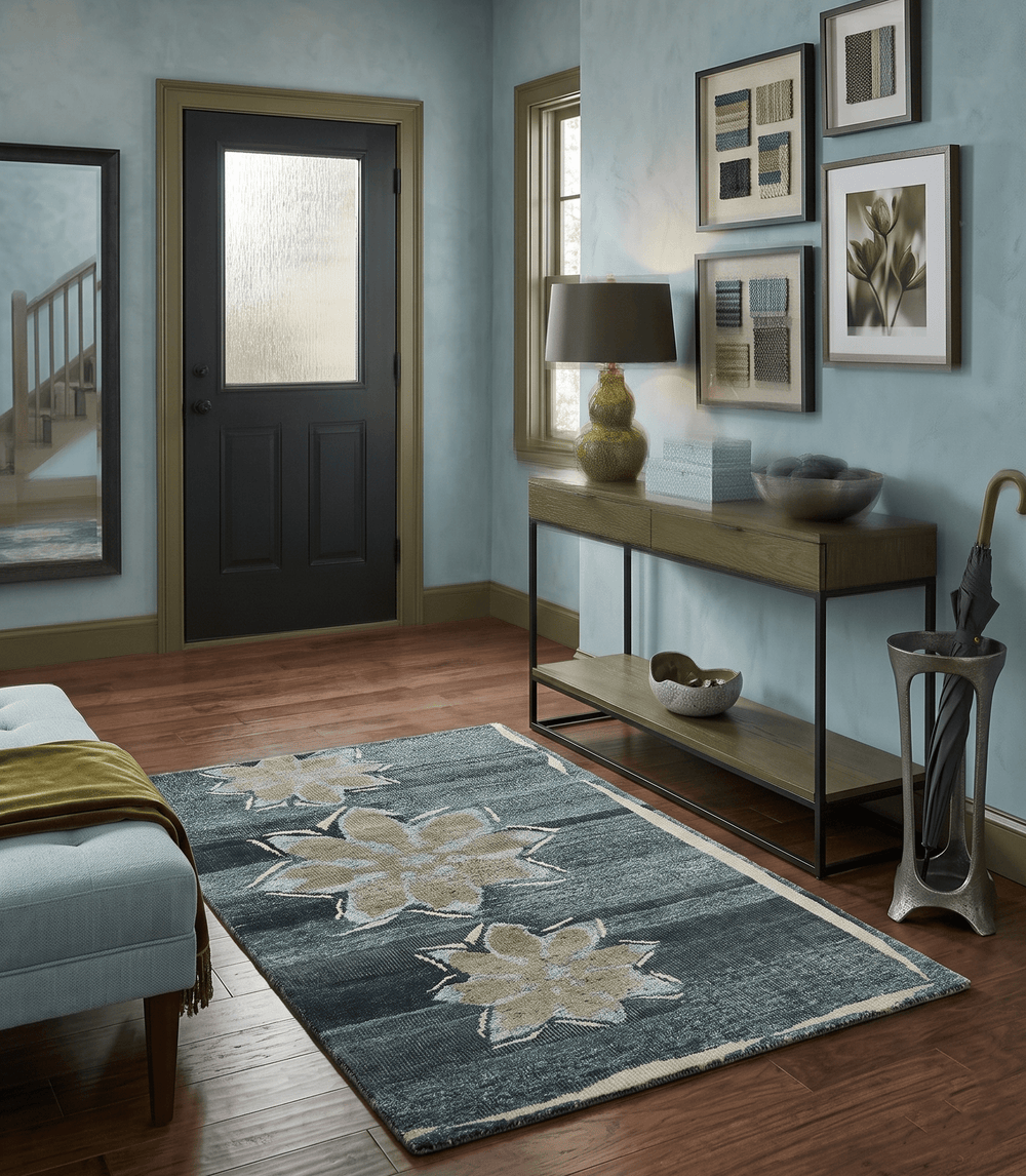 Hand Knotted 5x8 Charcoal And Beige Floral Recycled Silk Area Rug - The Rug Decor