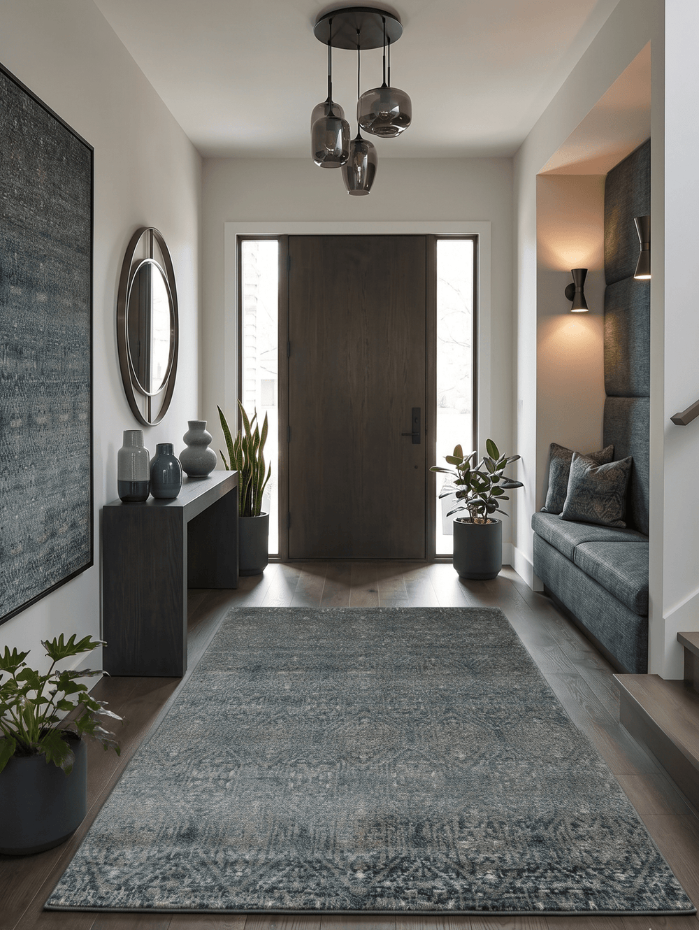 Hand Knotted 5x8 Teal and Ivory Contemporary Bamboo Silk Area Rug - The Rug Decor