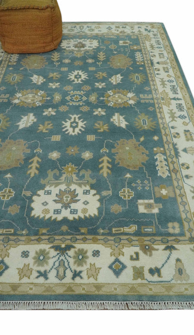 Hand Knotted 6x9 Gray, Ivory and Beige Traditional Floral wool rug - The Rug Decor