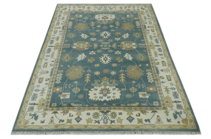 Hand Knotted 6x9 Gray, Ivory and Beige Traditional Floral wool rug - The Rug Decor