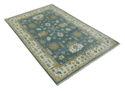 Hand Knotted 6x9 Gray, Ivory and Beige Traditional Floral wool rug - The Rug Decor