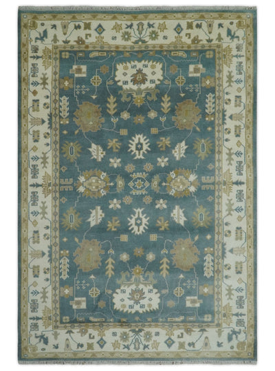 Hand Knotted 6x9 Gray, Ivory and Beige Traditional Floral wool rug - The Rug Decor