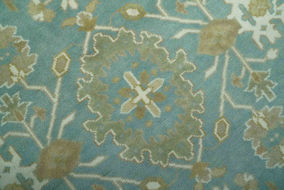 Hand Knotted 6x9 Teal, Ivory and Beige Traditional Oriental Oushak wool rug - The Rug Decor