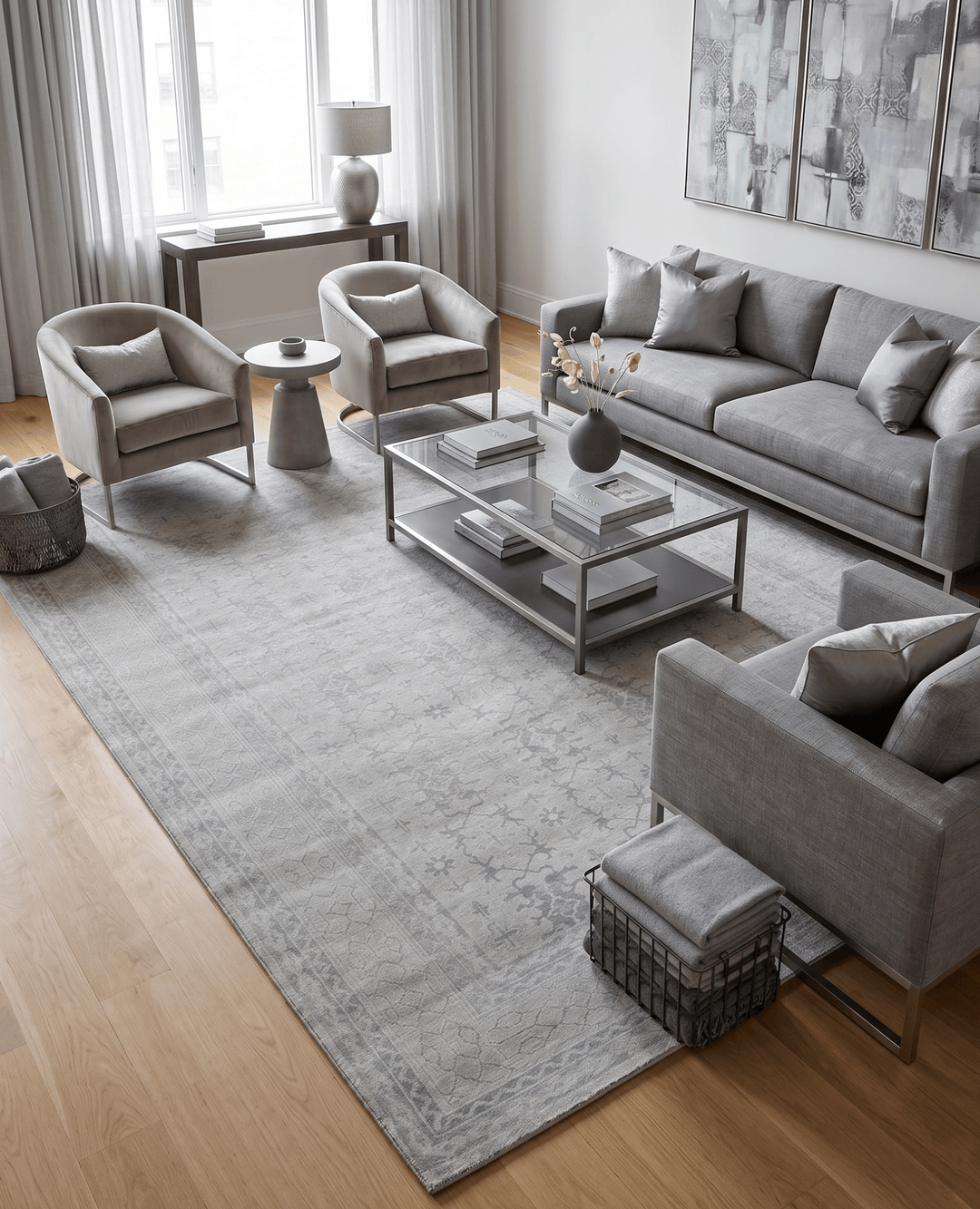 Hand knotted 8x10 Gray Modern Style Wool Area Rug - The Rug Decor