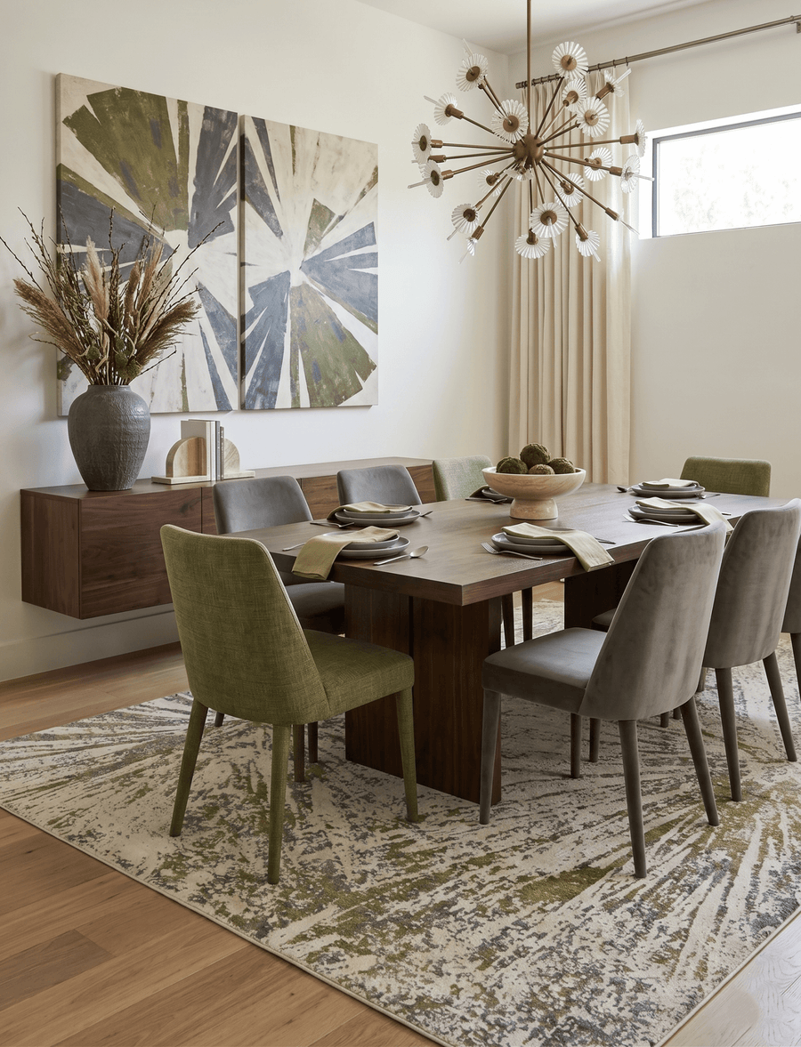 Hand Knotted 8x10 Modern Abstract Beige And Olive Wool Area Rug - The Rug Decor