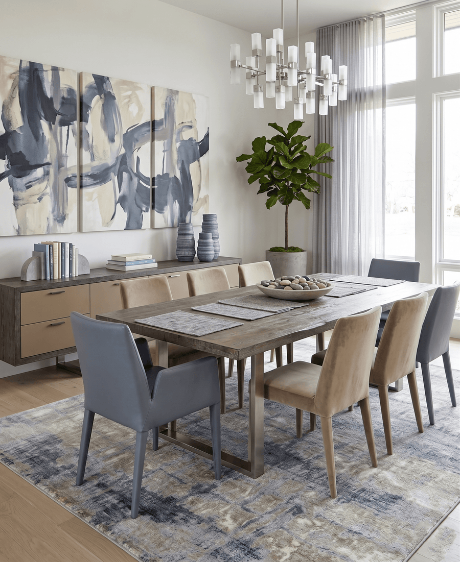 Hand knotted 8x10 Modern Abstract Blue Bamboo Silk Area Rug - The Rug Decor