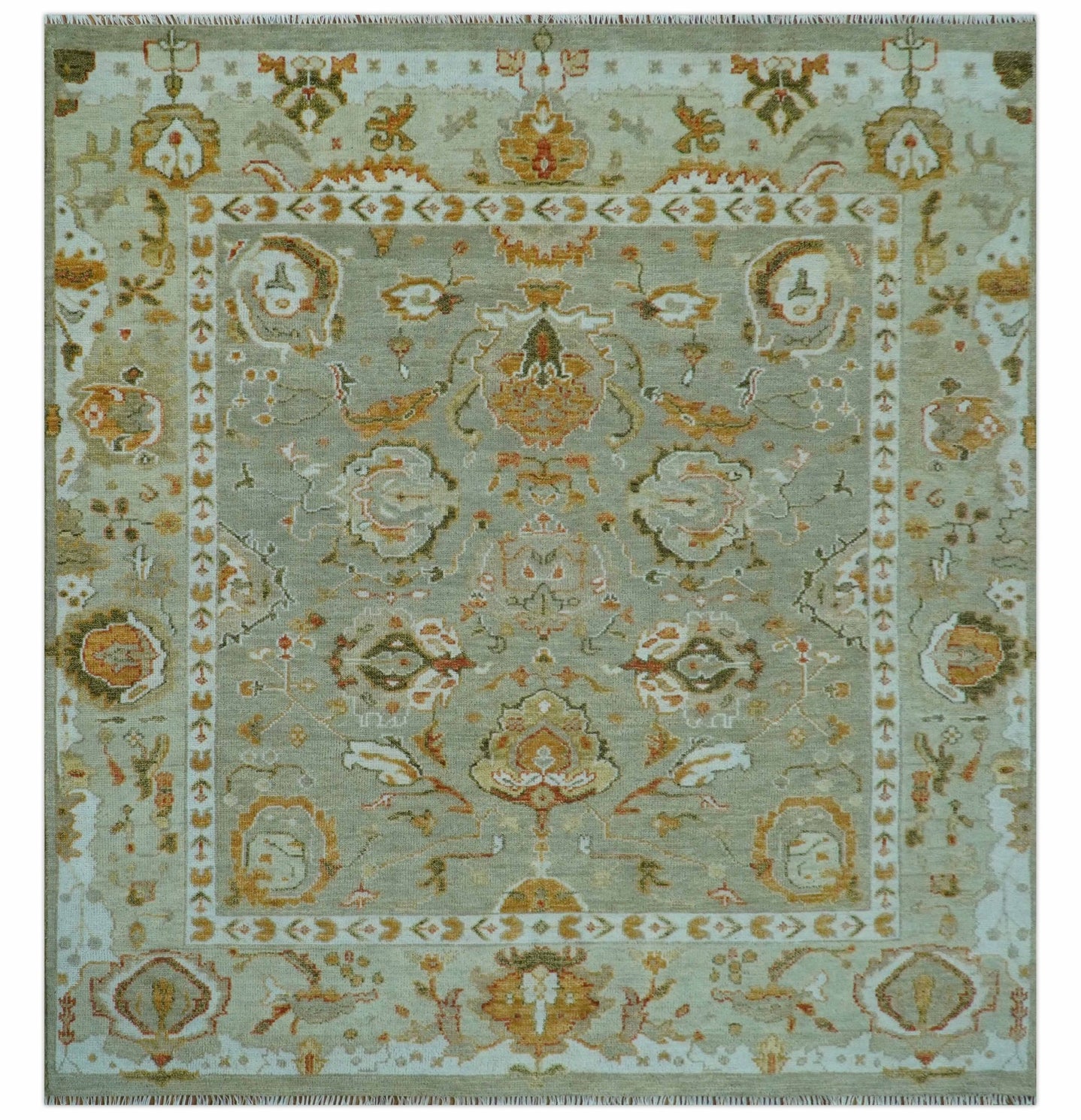 Hand Knotted Antique Peach and Beige Traditional Oushak Custom Made Wool Area Rug - The Rug Decor