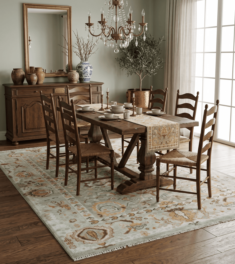 Hand Knotted Antique Peach and Beige Traditional Oushak Custom Made Wool Area Rug - The Rug Decor