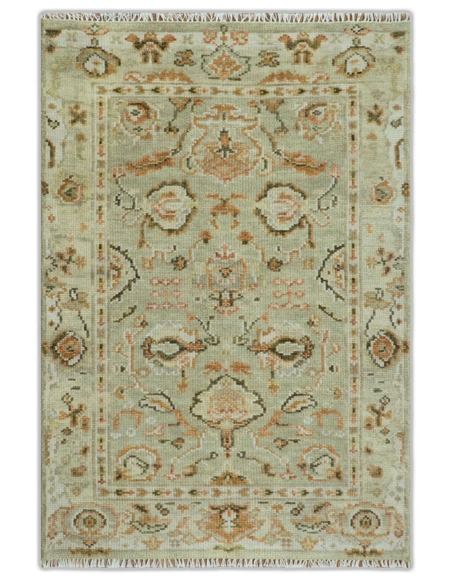 Hand Knotted Antique Peach and Beige Traditional Oushak Custom Made Wool Area Rug - The Rug Decor