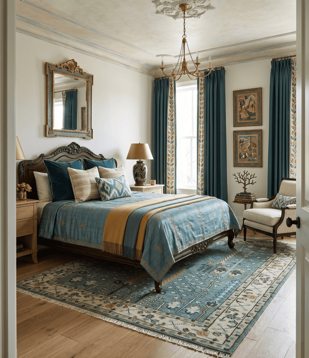 Hand Knotted Aqua Green and Ivory Traditional Turkish Vintage Style Multi Size Wool Area Rug - The Rug Decor