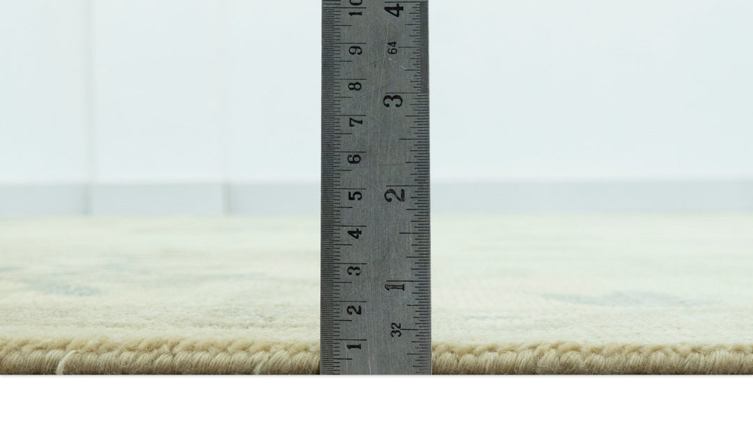 Hand Knotted Beige And Blue Traditional Oushak Design 9x11 Wool Area Rug - The Rug Decor