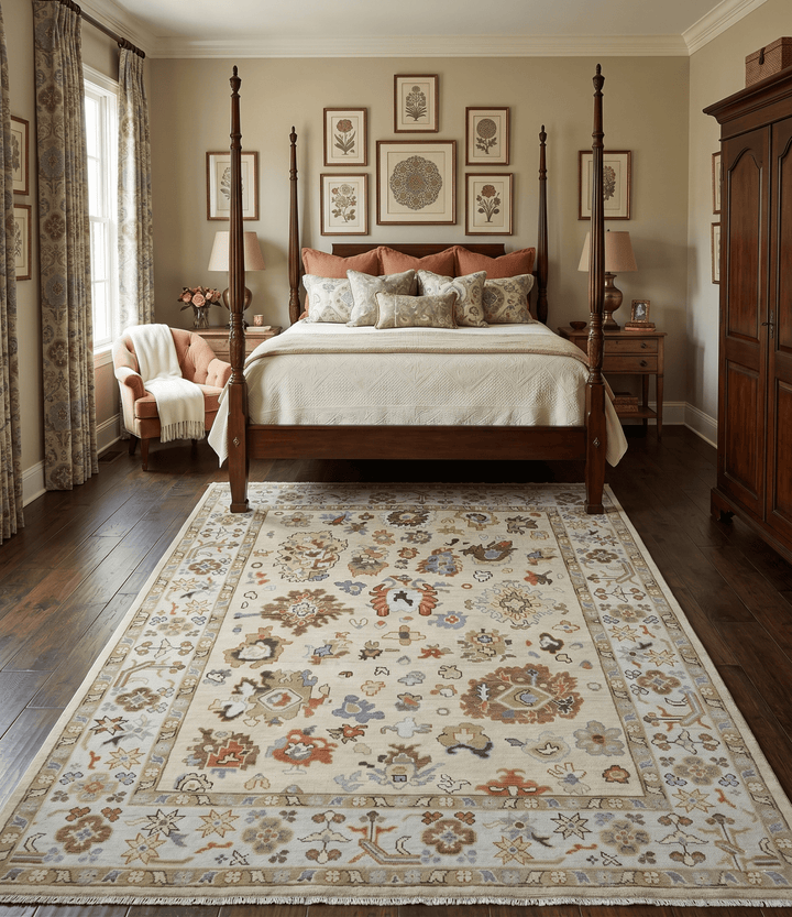 Hand Knotted Beige and Brown Traditional Oushak Wool Area Rug - The Rug Decor
