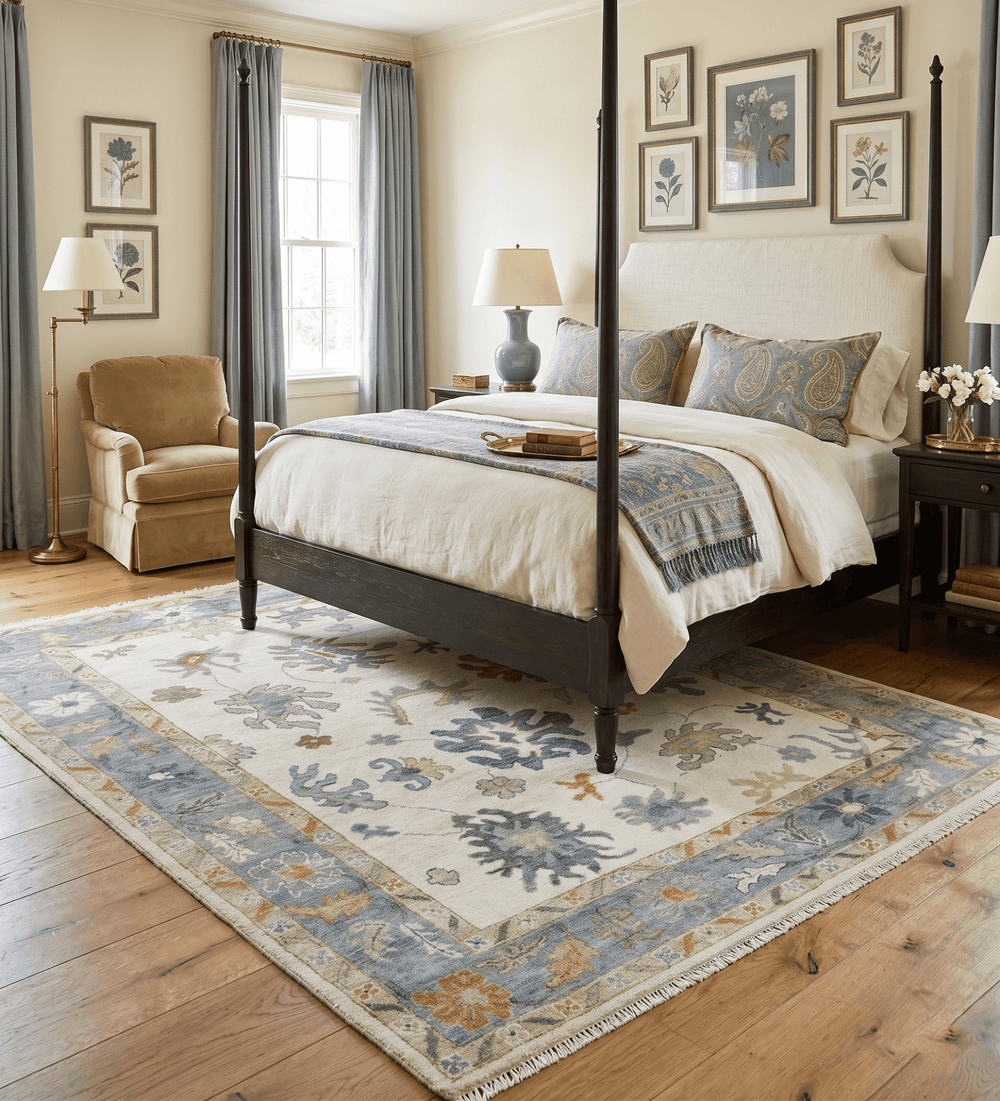 Hand Knotted Beige And Gray Traditional Oushak Wool Rug - The Rug Decor
