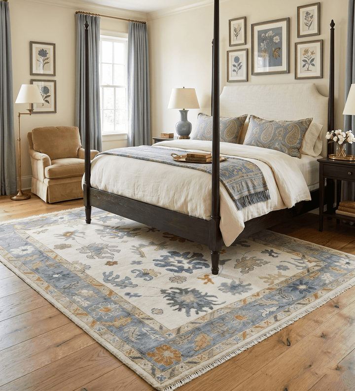 Hand Knotted Beige And Gray Traditional Oushak Wool Rug - The Rug Decor