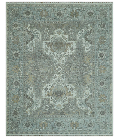 Hand Knotted Beige, Gray And Ivory Traditional 8x10 Wool Area Rug - The Rug Decor