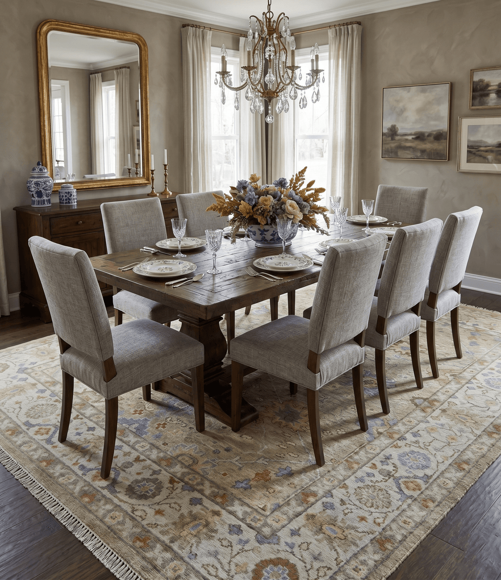 Hand Knotted Beige, Ivory and Gray Traditional Oushak Custom Made Wool Rug - The Rug Decor