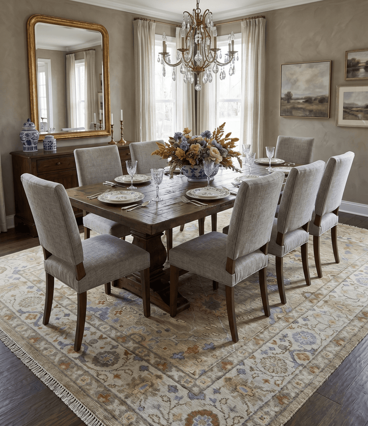 Hand Knotted Beige, Ivory and Gray Traditional Oushak Custom Made Wool Rug - The Rug Decor
