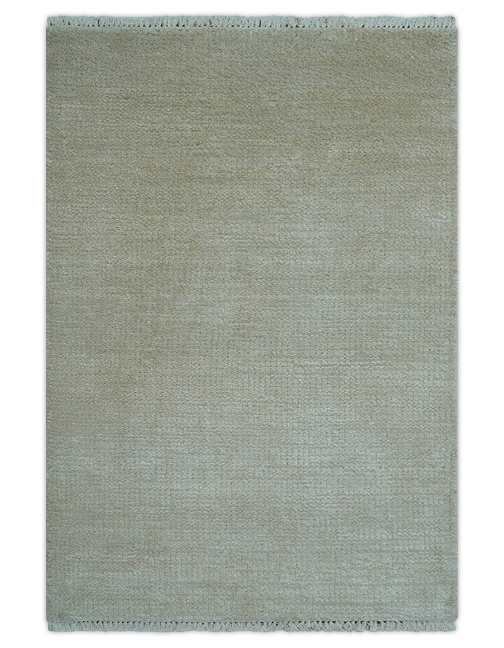 Hand Knotted Beige Modern Solid Design Wool And Silk Rug - The Rug Decor