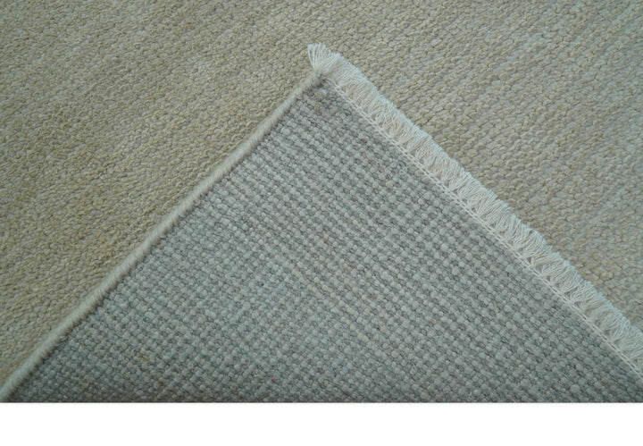 Hand Knotted Beige Modern Solid Design Wool And Silk Rug - The Rug Decor