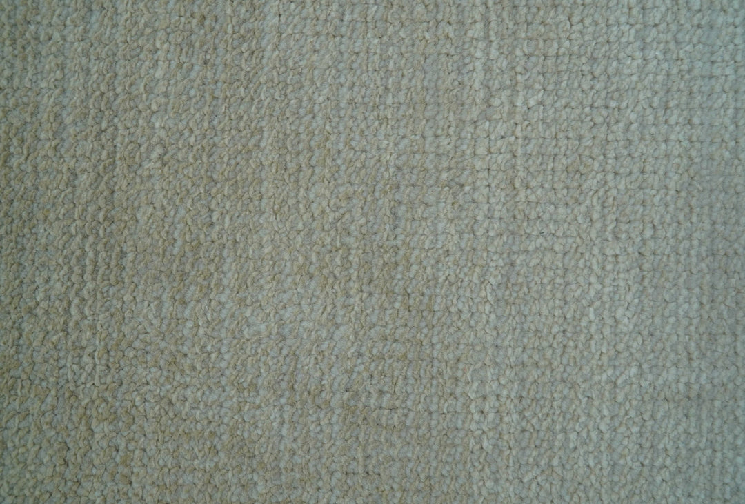 Hand Knotted Beige Modern Solid Design Wool And Silk Rug - The Rug Decor
