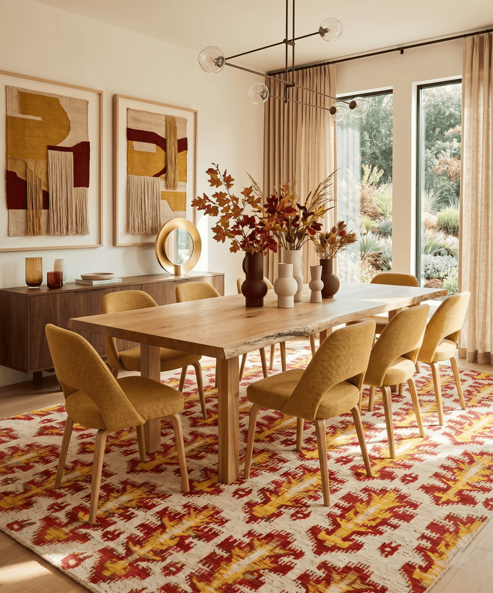 Hand Knotted Beige, Rust and Gold Modern Contemporary Southwestern Tribal Trellis Recycled Silk Area Rug - The Rug Decor