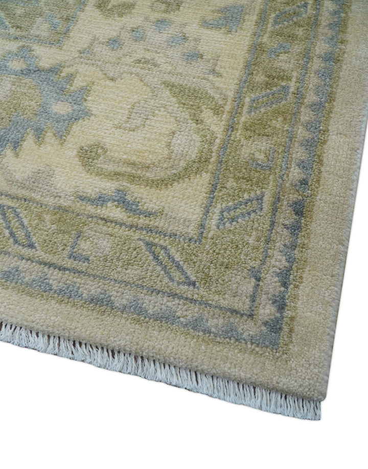 Hand Knotted Beige Traditional Oushak Design 9x12 Wool Rug - The Rug Decor
