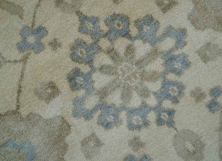 Hand Knotted Beige Traditional Oushak Design 9x12 Wool Rug - The Rug Decor