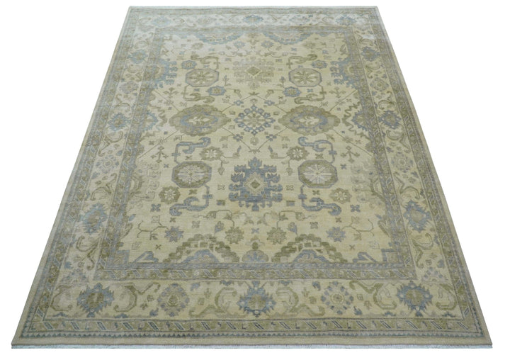 Hand Knotted Beige Traditional Oushak Design 9x12 Wool Rug - The Rug Decor