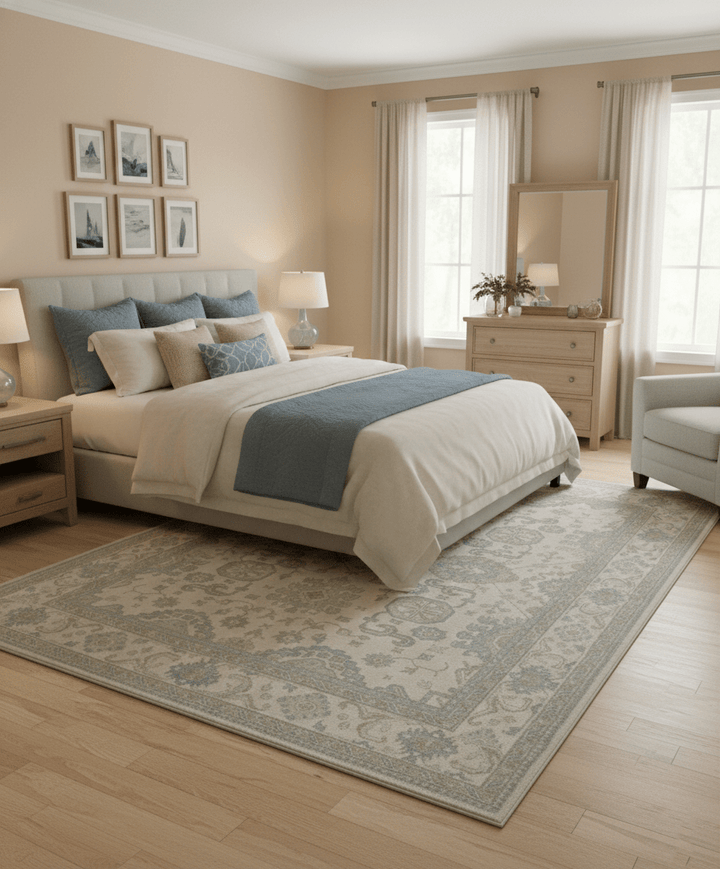 Hand Knotted Beige Traditional Oushak Design 9x12 Wool Rug - The Rug Decor