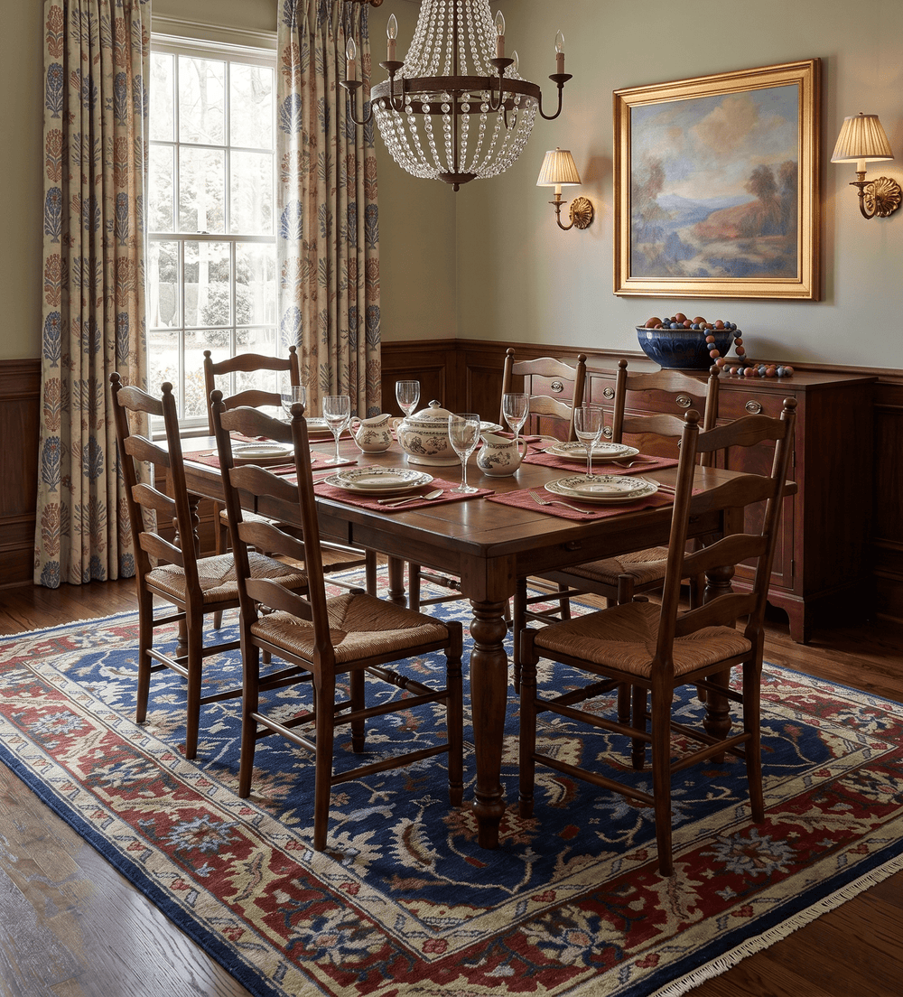 Hand Knotted Blue and Maroon Traditional Oriental Oushak Custom Made Wool Area Rug - The Rug Decor