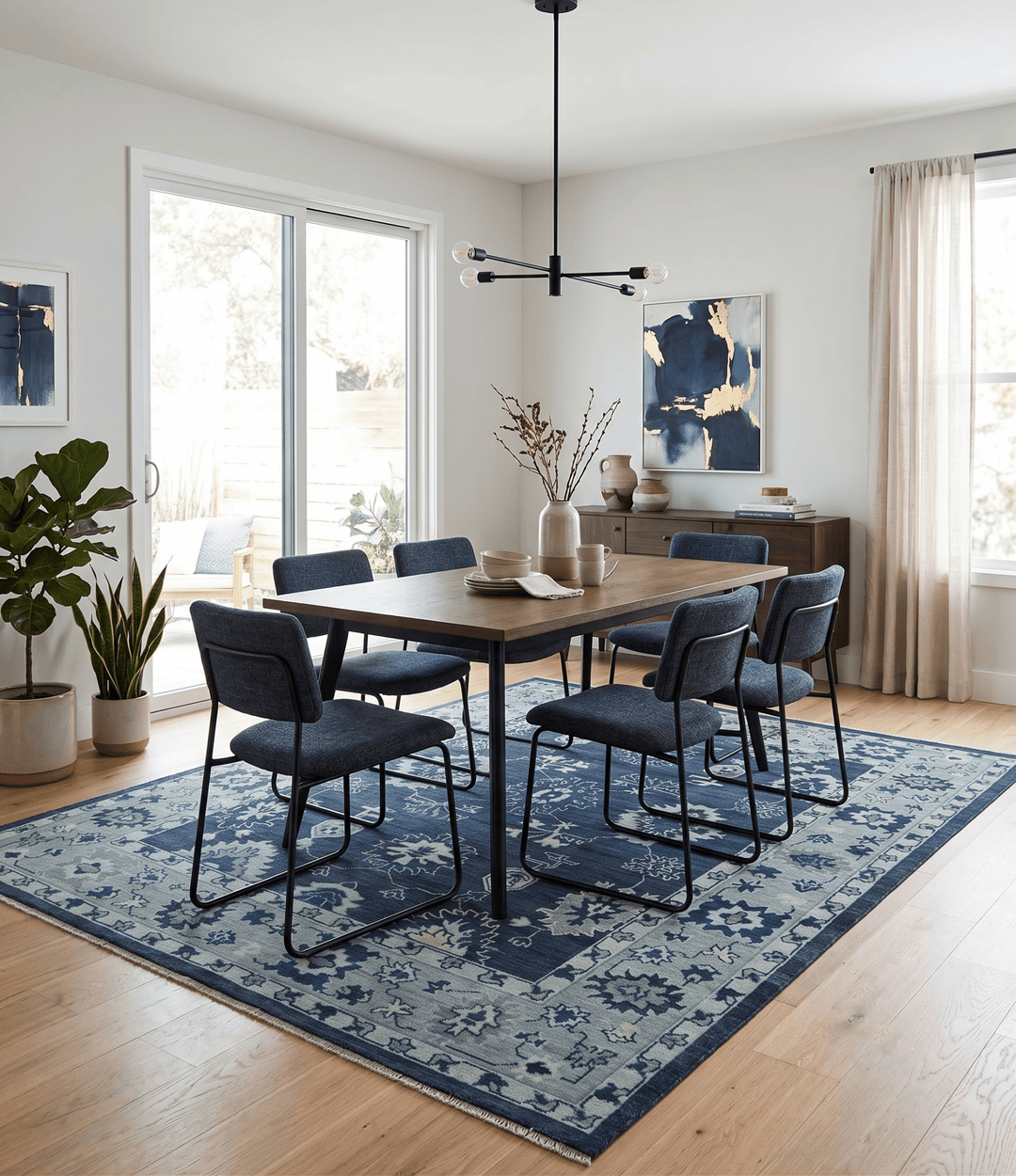 Hand Knotted Blue, Silver and Ivory Traditional Oushak Vintage Style Wool Rug - The Rug Decor