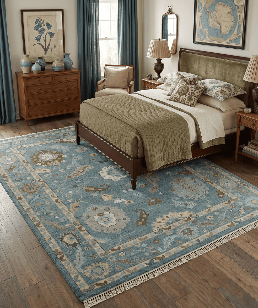 Hand Knotted Charcoal and Brown Traditional Oushak Wool Rug - The Rug Decor