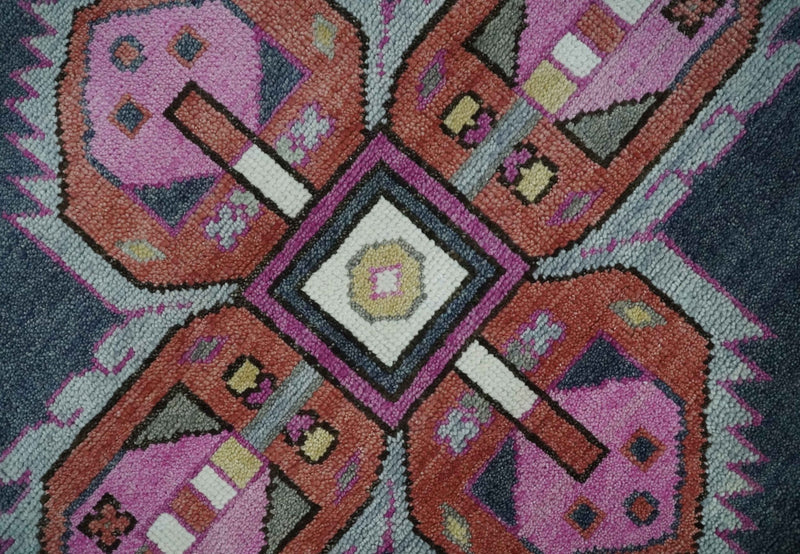 Hand Knotted Charcoal, Silver and Pink Traditional Custom Made Wool Area Rug - The Rug Decor